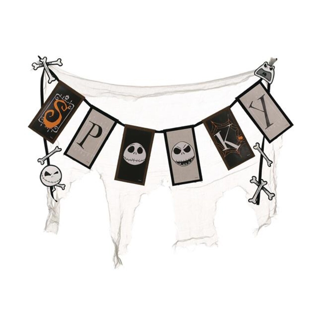 BuySeasons 248359 36 in. The Nightmare Before Christmas Spooky Cheesecloth Banner - Multicolor